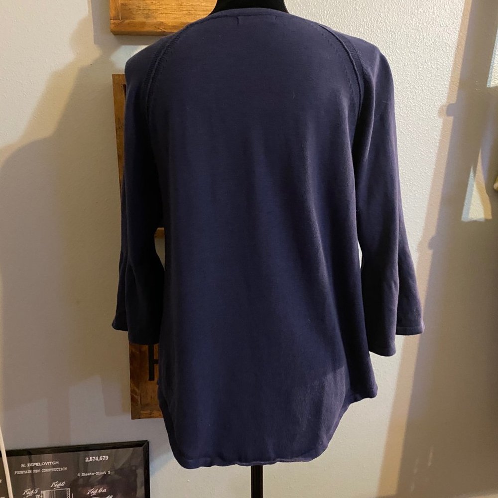 Jeanne Pierre Blue 3/4 Bell Sleeve Knit Sweater - Picture 5 of 6